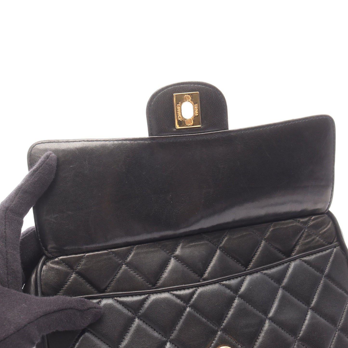 マトラッセ チェーンショルダーバッグ ラムスキン ブラック ゴールド金具 シャネル バッグ CHANEL