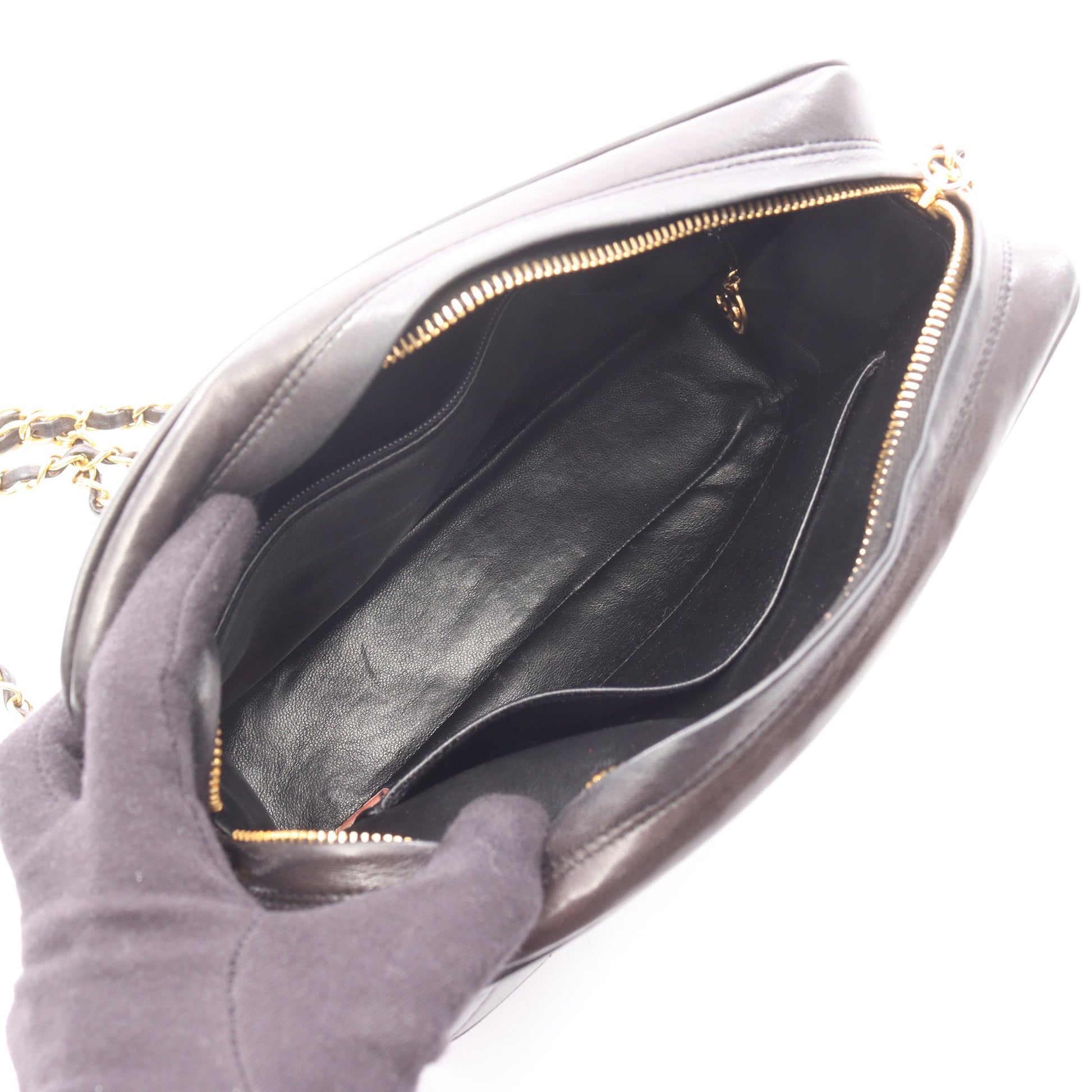 マトラッセ チェーンショルダーバッグ ラムスキン ブラック ゴールド金具 シャネル バッグ CHANEL
