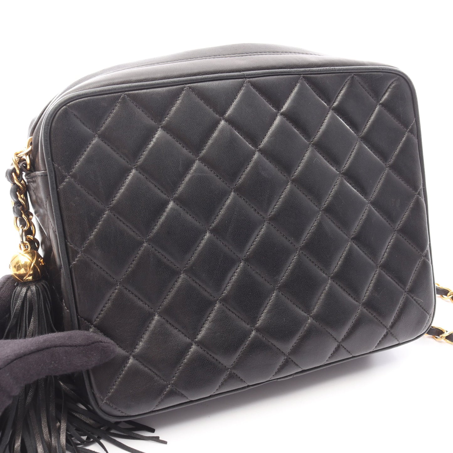 マトラッセ チェーンショルダーバッグ ラムスキン ブラック ゴールド金具 シャネル バッグ CHANEL