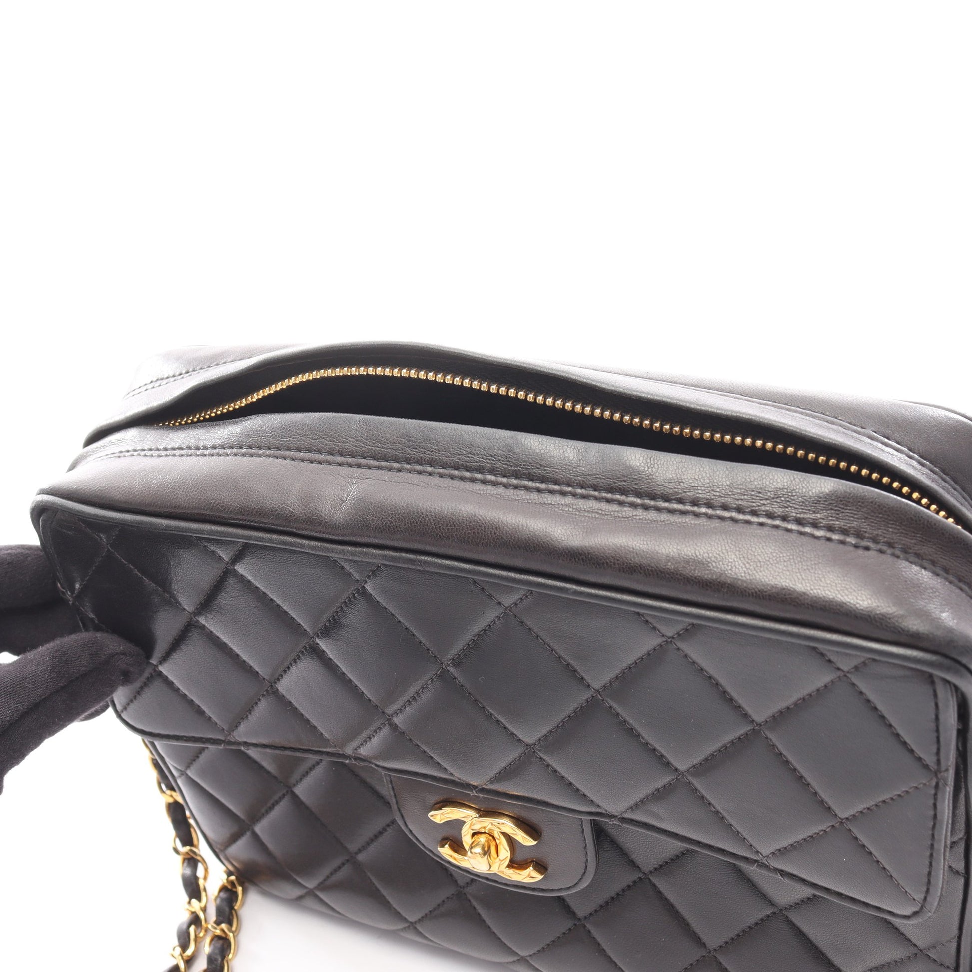 マトラッセ チェーンショルダーバッグ ラムスキン ブラック ゴールド金具 シャネル バッグ CHANEL