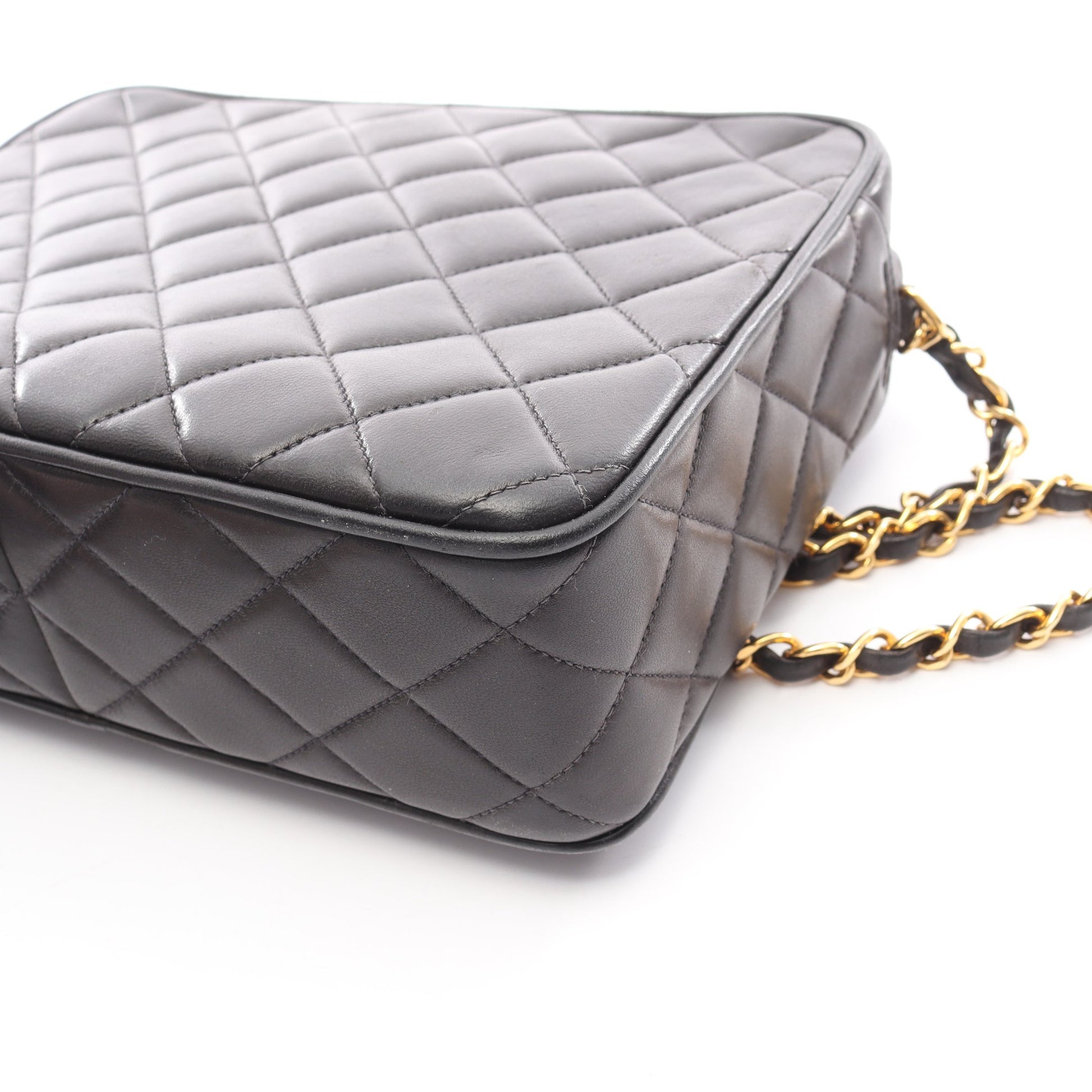 マトラッセ チェーンショルダーバッグ ラムスキン ブラック ゴールド金具 シャネル バッグ CHANEL