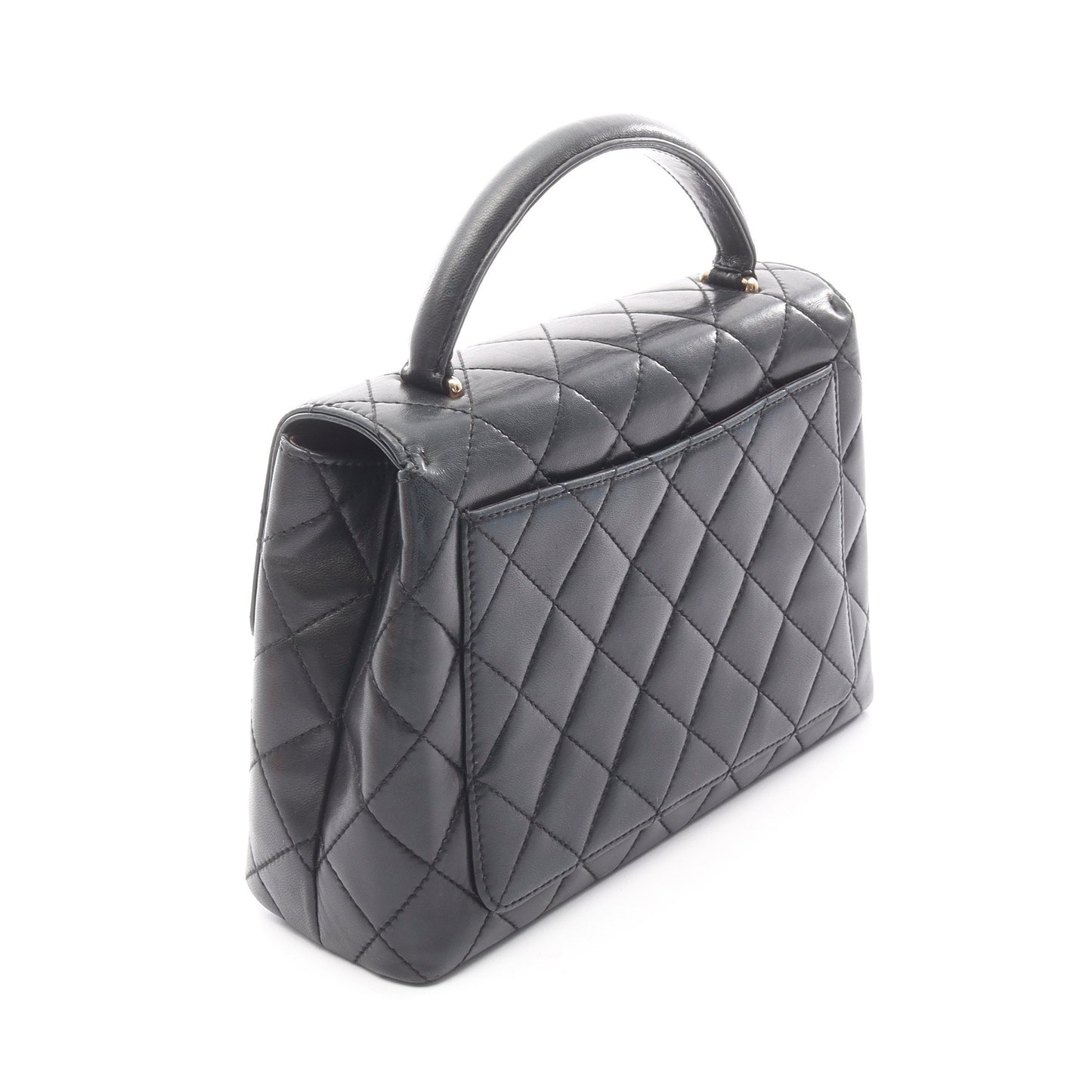 マトラッセ トップハンドル ハンドバッグ ラムスキン ブラック ゴールド金具 シャネル バッグ CHANEL