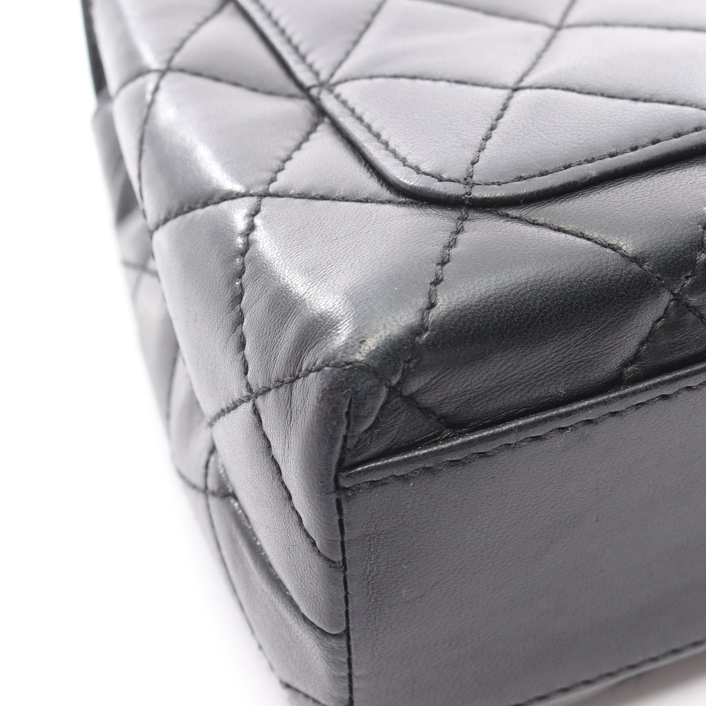マトラッセ トップハンドル ハンドバッグ ラムスキン ブラック ゴールド金具 シャネル バッグ CHANEL