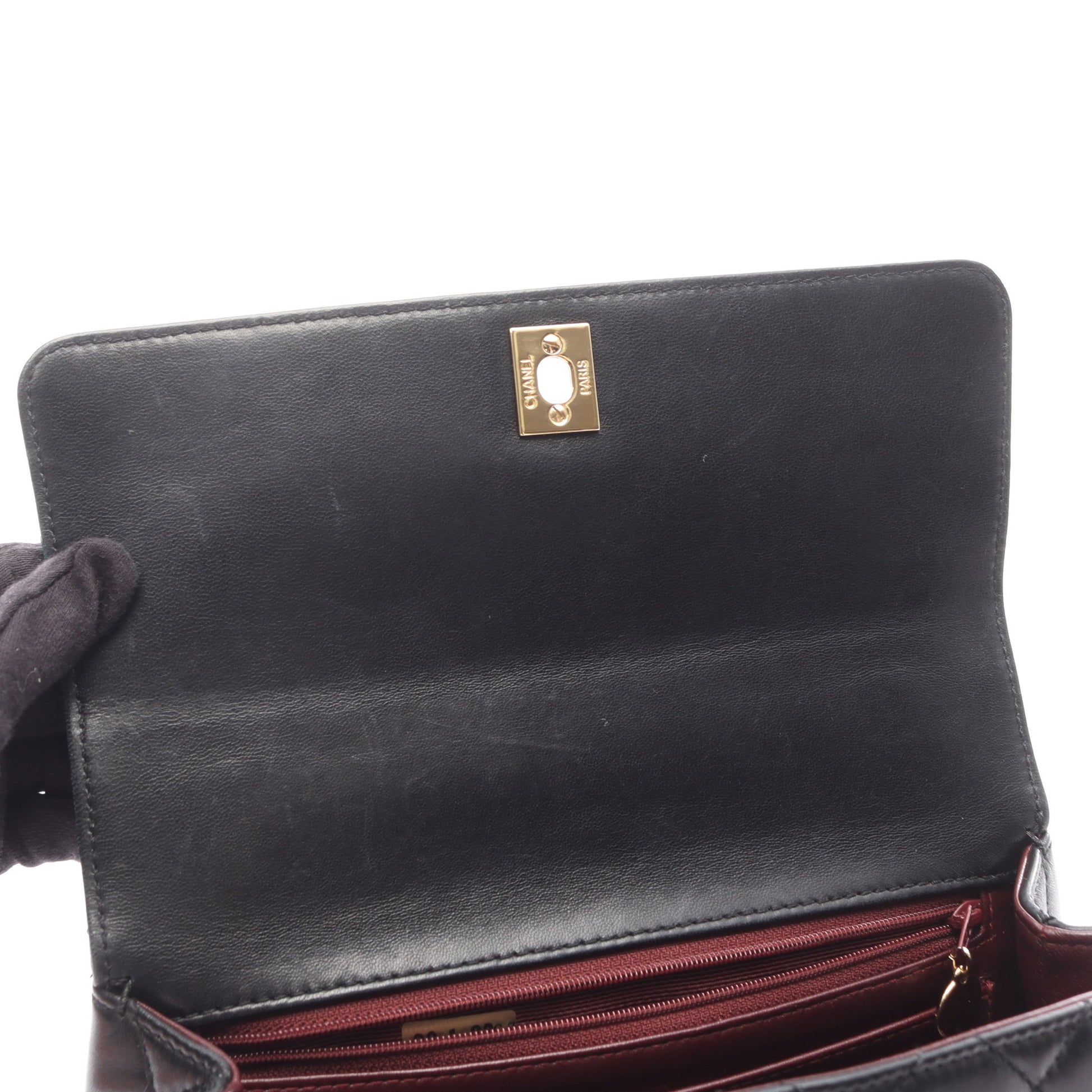 マトラッセ トップハンドル ハンドバッグ ラムスキン ブラック ゴールド金具 シャネル バッグ CHANEL