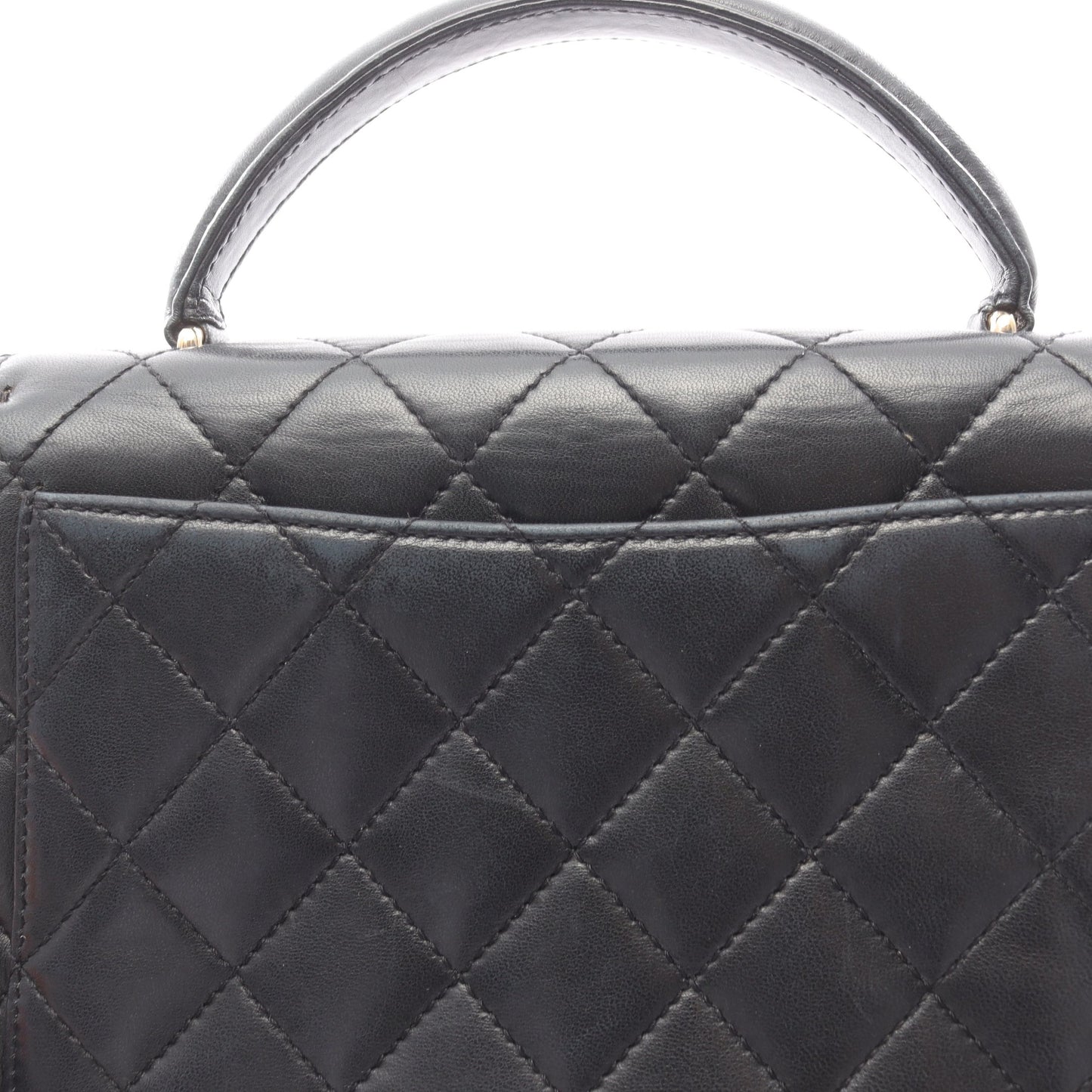 マトラッセ トップハンドル ハンドバッグ ラムスキン ブラック ゴールド金具 シャネル バッグ CHANEL