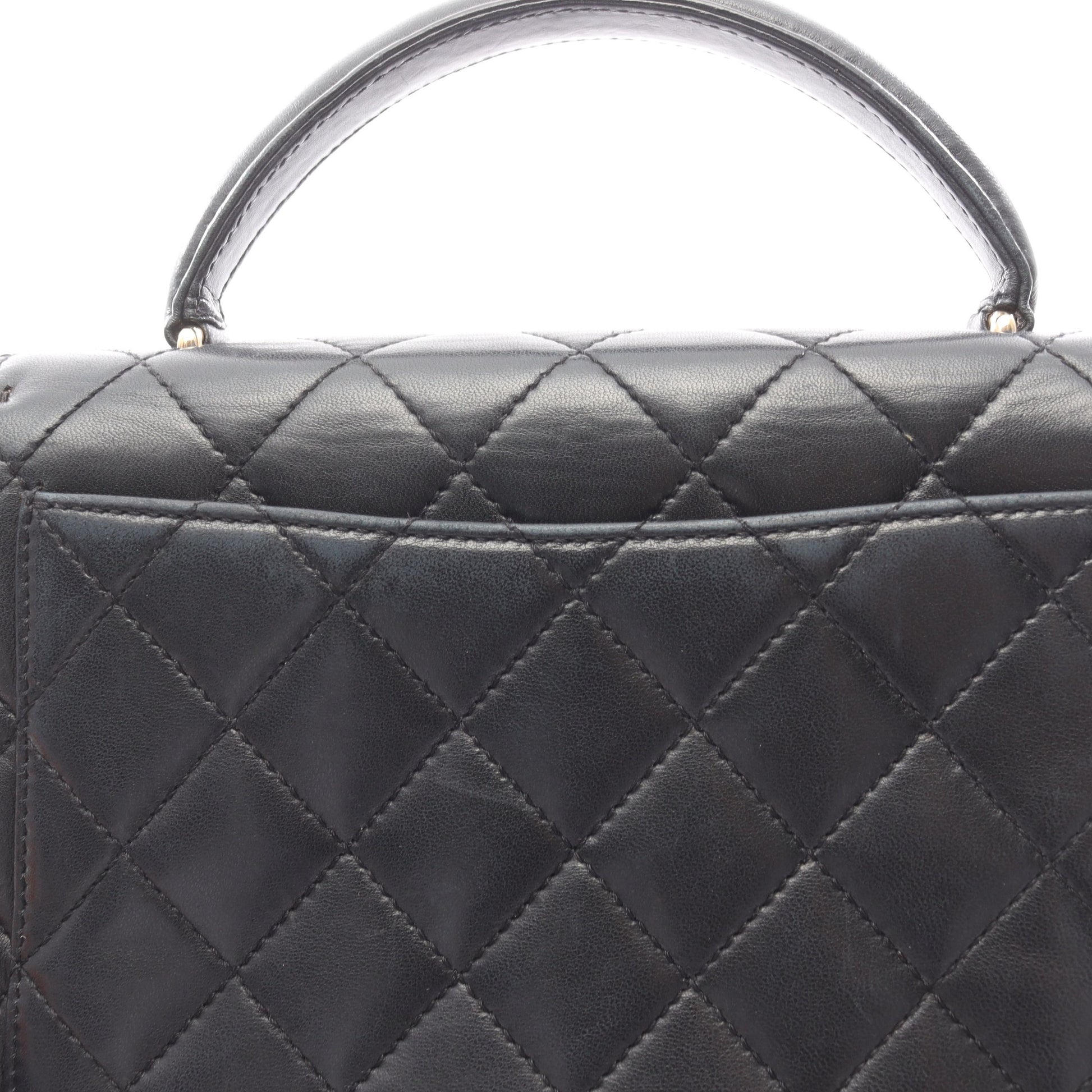 マトラッセ トップハンドル ハンドバッグ ラムスキン ブラック ゴールド金具 シャネル バッグ CHANEL