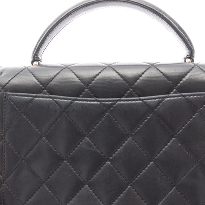 マトラッセ トップハンドル ハンドバッグ ラムスキン ブラック ゴールド金具 シャネル バッグ CHANEL