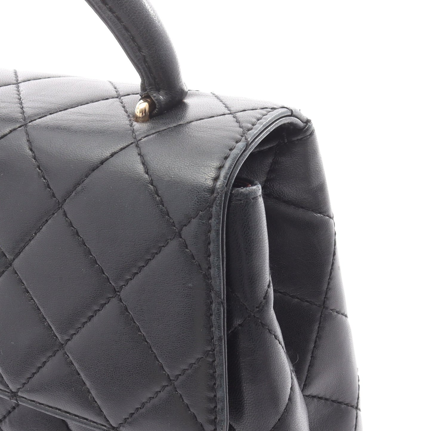 マトラッセ トップハンドル ハンドバッグ ラムスキン ブラック ゴールド金具 シャネル バッグ CHANEL
