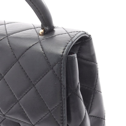 マトラッセ トップハンドル ハンドバッグ ラムスキン ブラック ゴールド金具 シャネル バッグ CHANEL