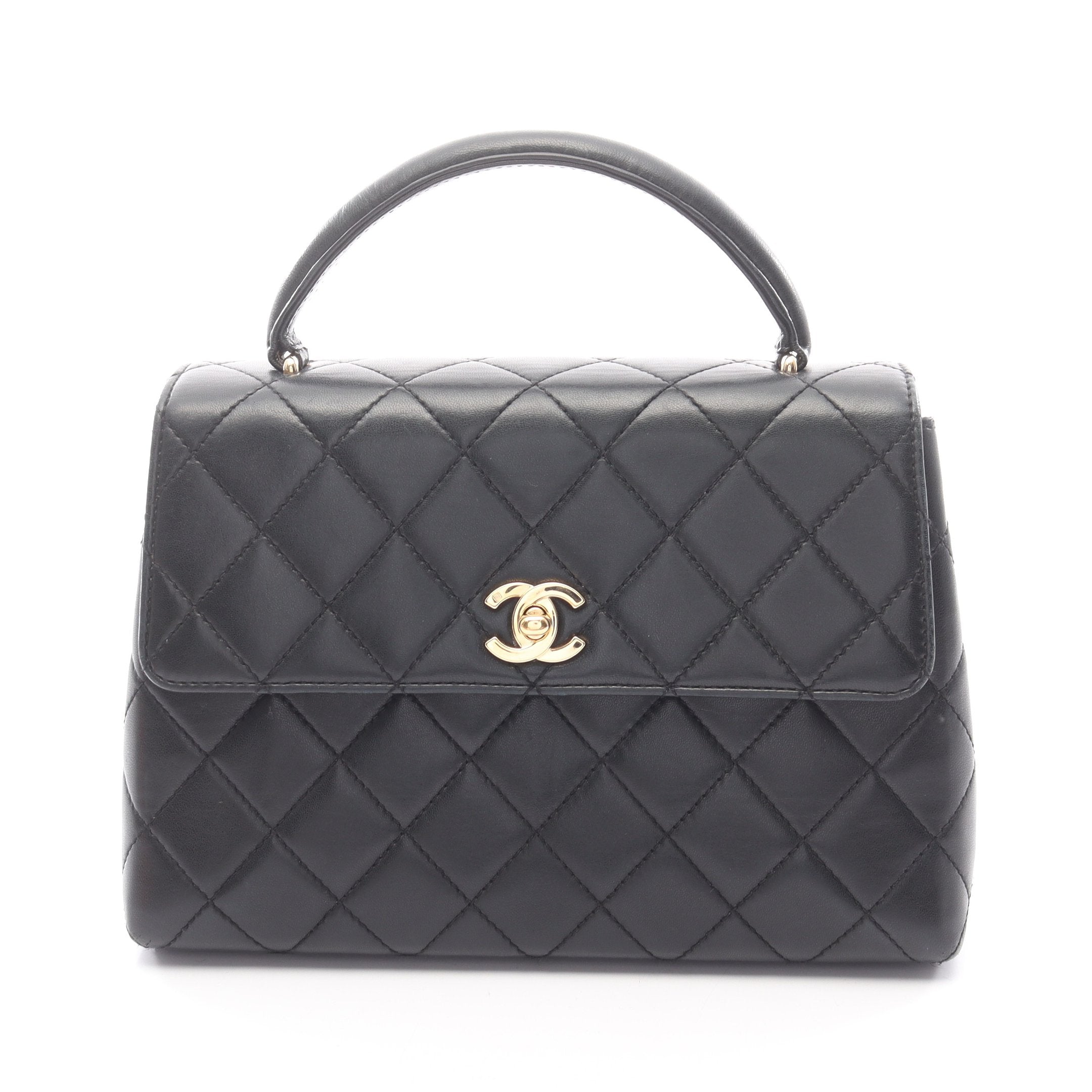 マトラッセ トップハンドル ハンドバッグ ラムスキン ブラック