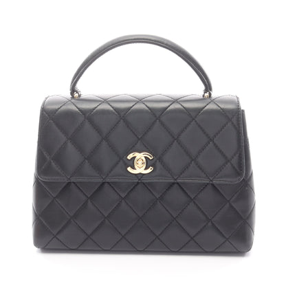 マトラッセ トップハンドル ハンドバッグ ラムスキン ブラック ゴールド金具 シャネル バッグ CHANEL