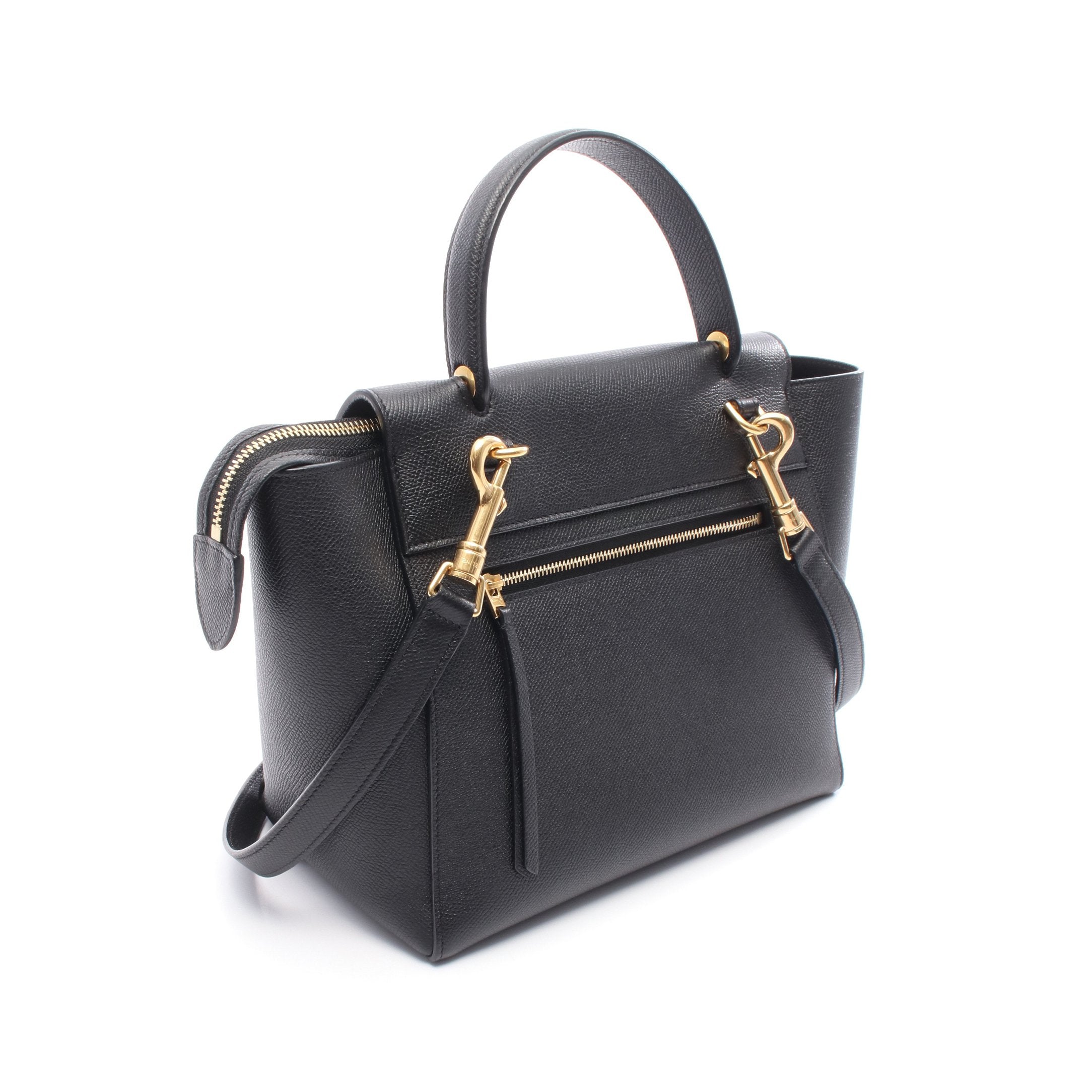 ぽぽ　極美品セリーヌ　ベルトバッグ マイクロ　2way　ブラック　黒 BELT BAG MICRO ベルトバッグ マイクロ ハンドバッグ レザー ブラック