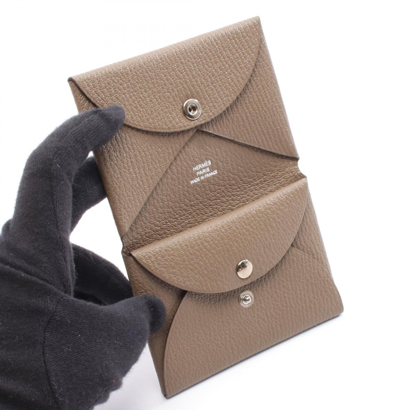 カルヴィデュオ エトゥープ コインケース シェーブル グレーブラウン