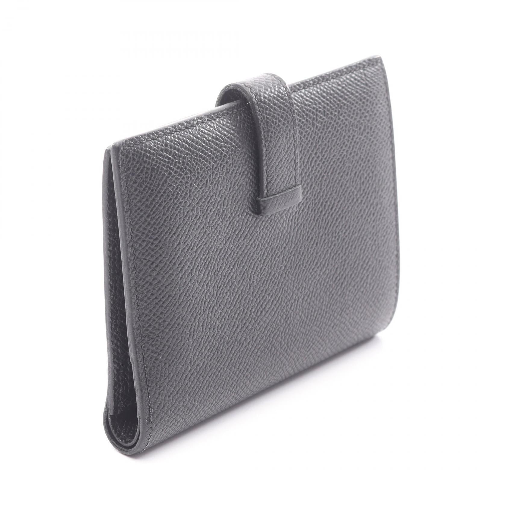 ベアンコンパクト 二つ折り財布 ヴォーエプソン ブラック シルバー金具