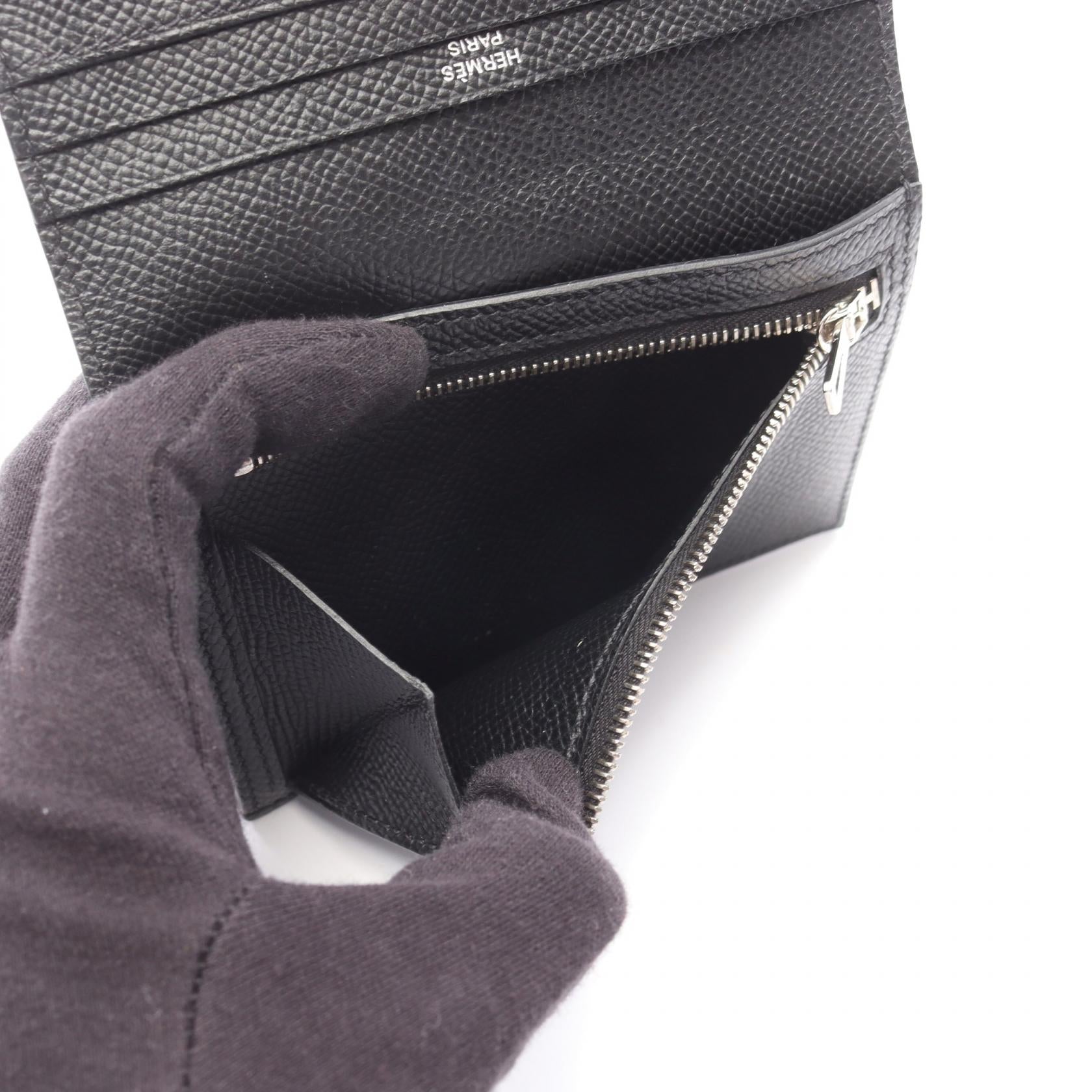 ベアンコンパクト 二つ折り財布 ヴォーエプソン ブラック シルバー金具