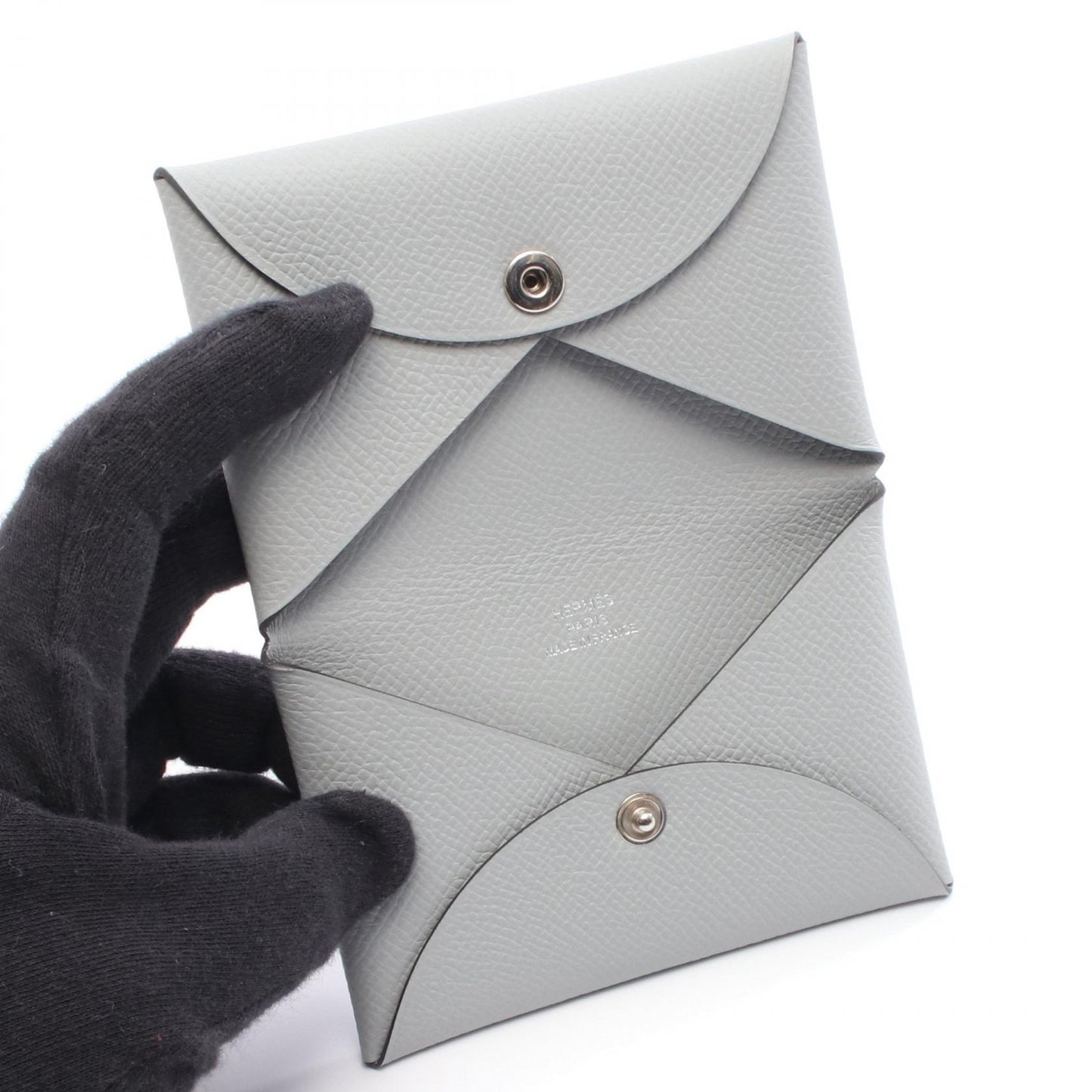 カルヴィ コインケース ヴォーエプソン ライトブルー シルバー金具 K刻印 エルメス 財布・小物 HERMES