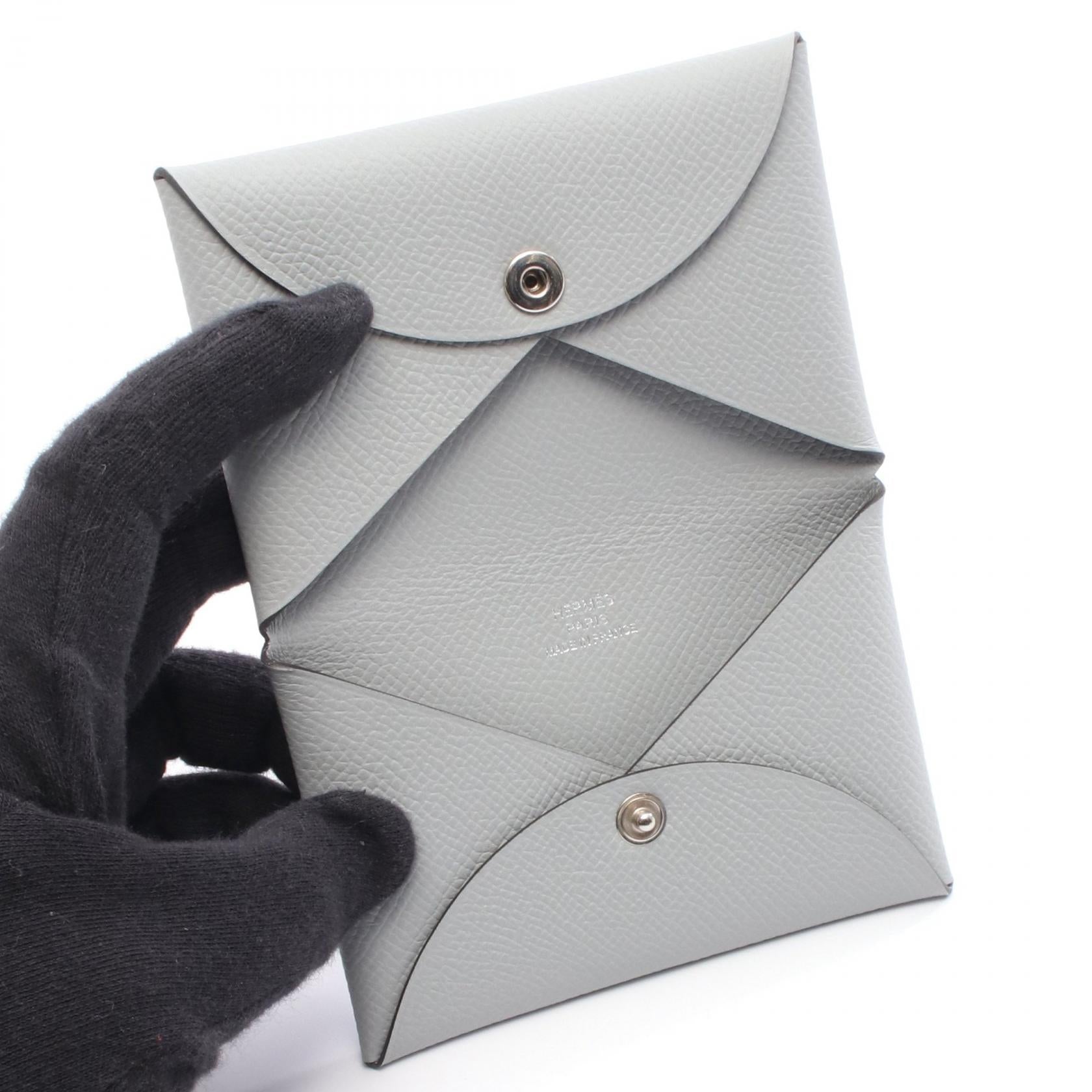 カルヴィ コインケース ヴォーエプソン ライトブルー シルバー金具 K刻印 エルメス 財布・小物 HERMES
