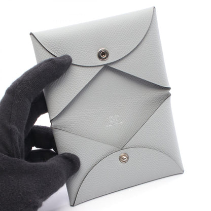 カルヴィ コインケース ヴォーエプソン ライトブルー シルバー金具 K刻印 エルメス 財布・小物 HERMES