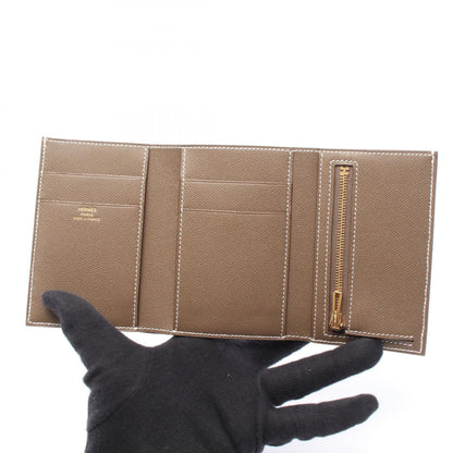 ベアンコンビネ エトゥープ 三つ折り財布 ヴォーマダム グレーブラウン ゴールド金具 K刻印 エルメス 財布・小物 HERMES
