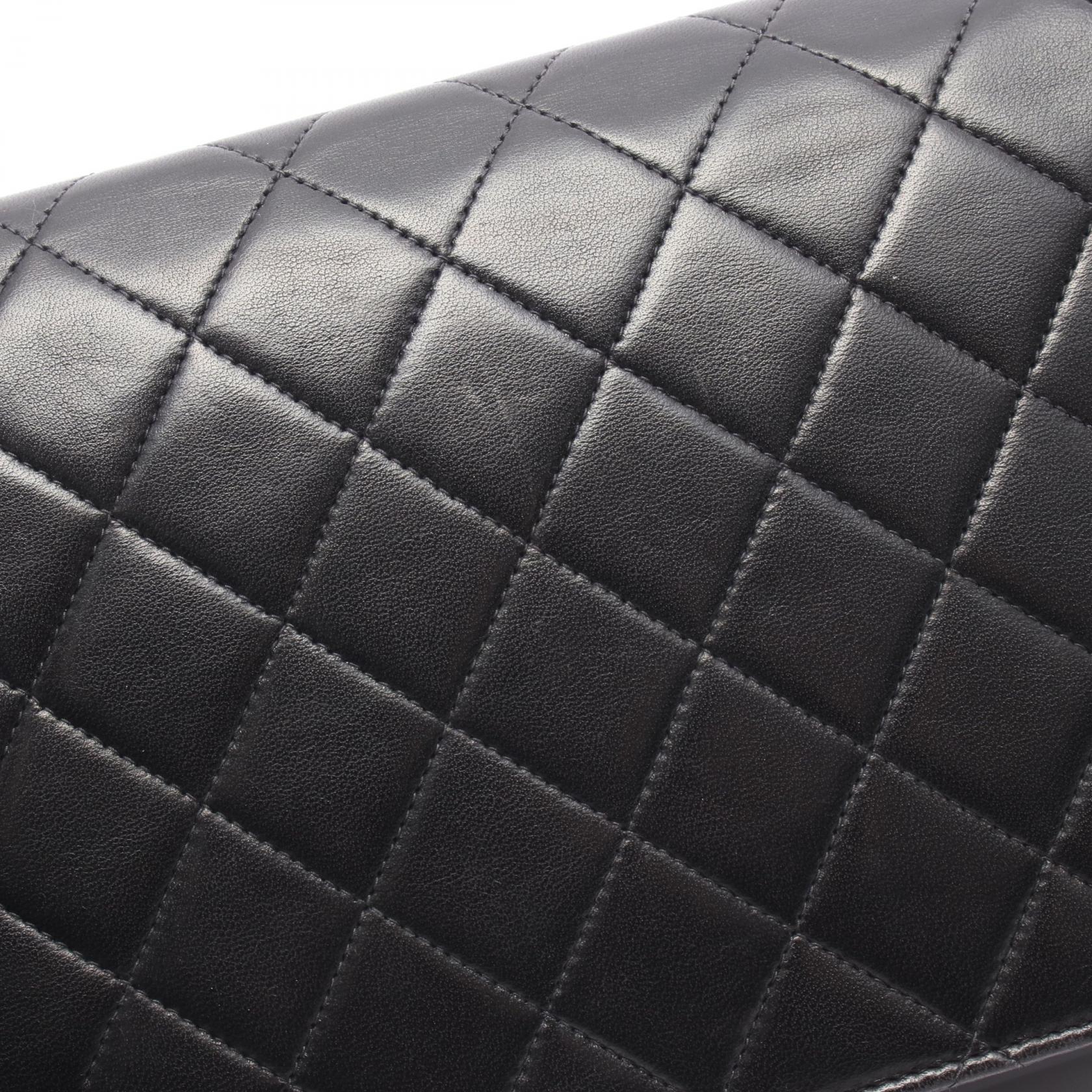 マトラッセ フルフラップ チェーンショルダーバッグ ラムスキン ブラック ゴールド金具 シャネル バッグ CHANEL
