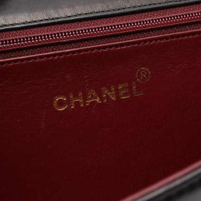 マトラッセ フルフラップ チェーンショルダーバッグ ラムスキン ブラック ゴールド金具 シャネル バッグ CHANEL