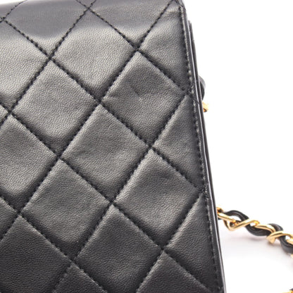 マトラッセ フルフラップ チェーンショルダーバッグ ラムスキン ブラック ゴールド金具 シャネル バッグ CHANEL