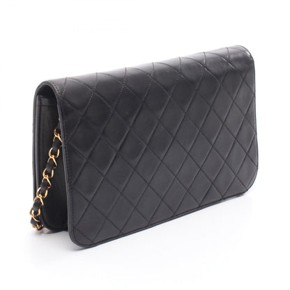 マトラッセ フルフラップ チェーンショルダーバッグ ラムスキン ブラック ゴールド金具 シャネル バッグ CHANEL