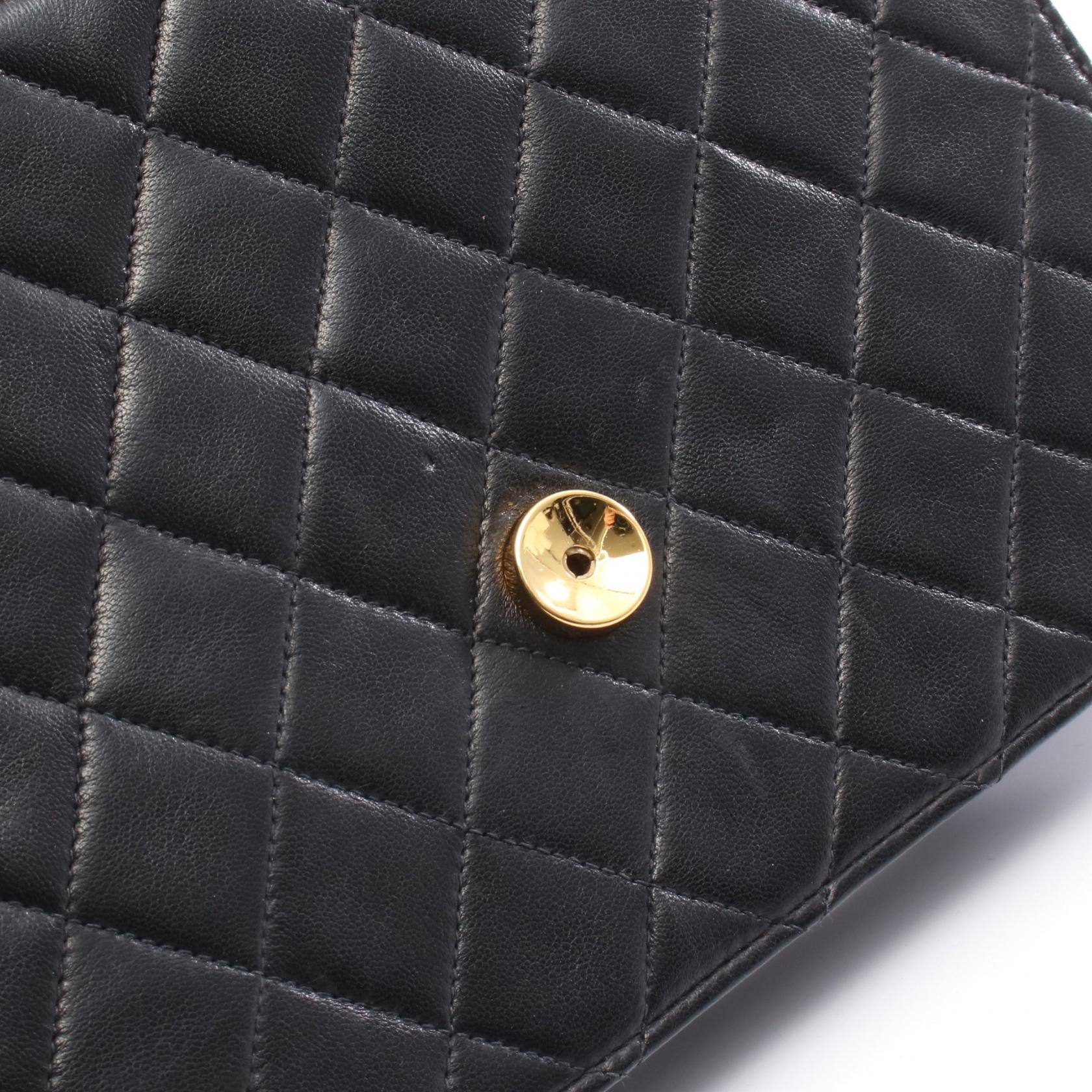 マトラッセ シングルフラップ チェーンショルダーバッグ ラムスキン ブラック ゴールド金具 シャネル バッグ CHANEL