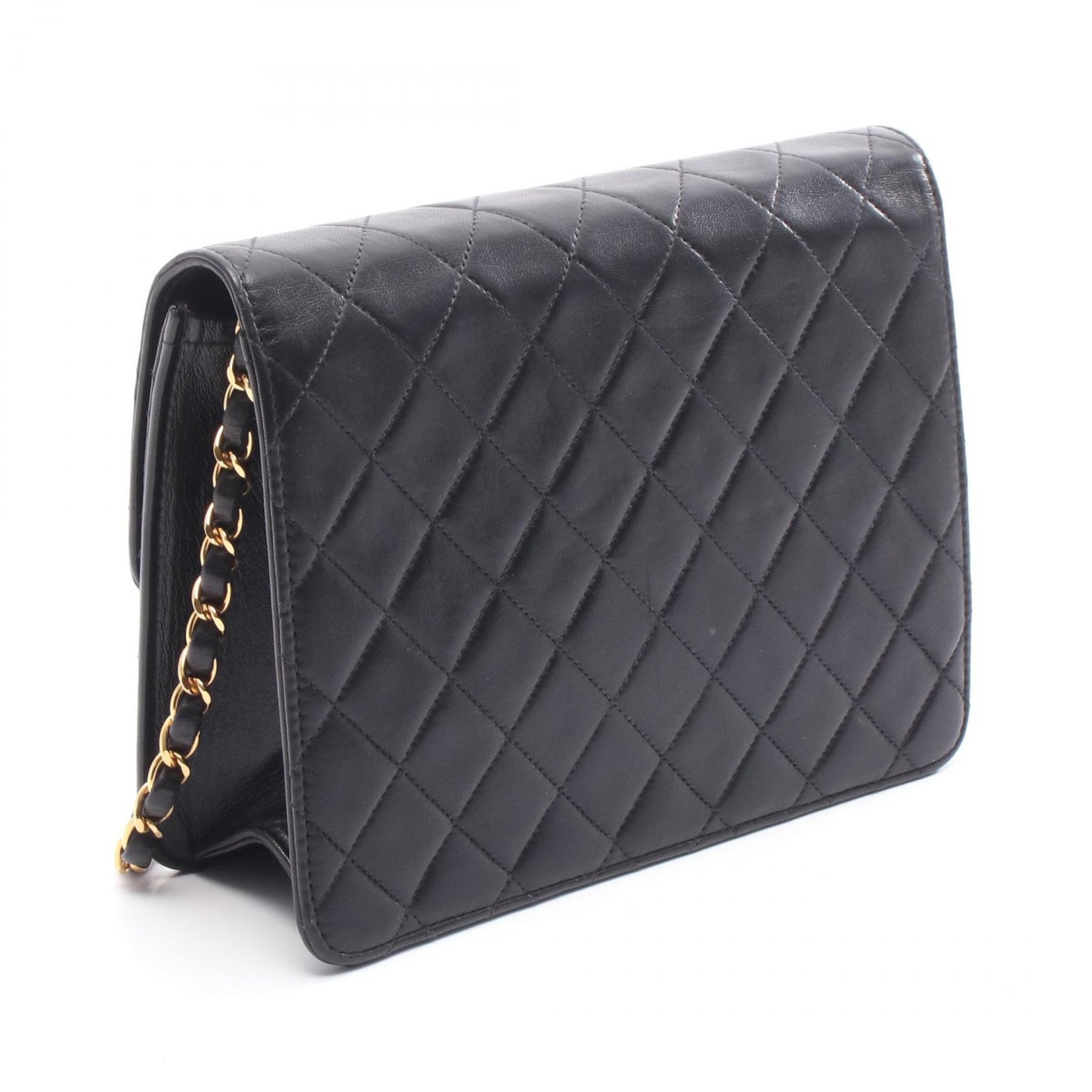 マトラッセ シングルフラップ チェーンショルダーバッグ ラムスキン ブラック ゴールド金具 シャネル バッグ CHANEL