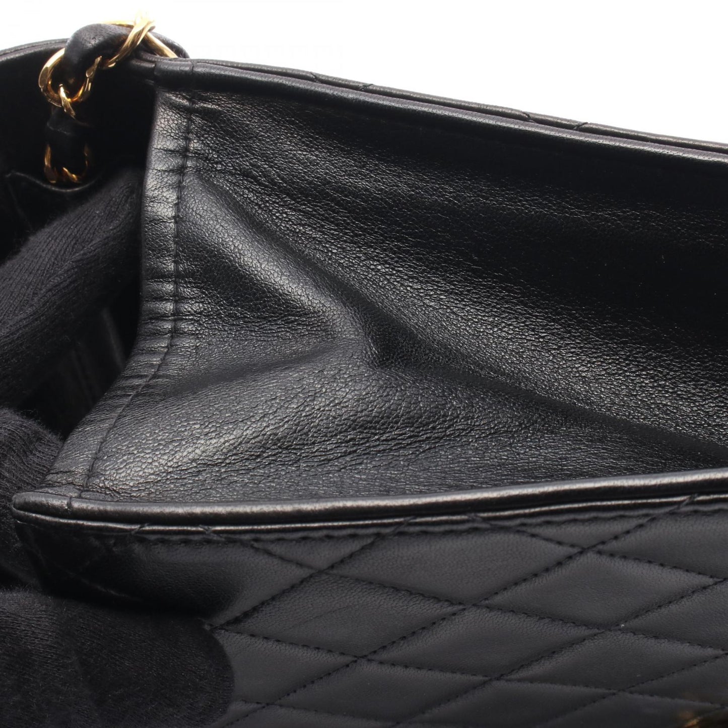 マトラッセ シングルフラップ チェーンショルダーバッグ ラムスキン ブラック ゴールド金具 シャネル バッグ CHANEL