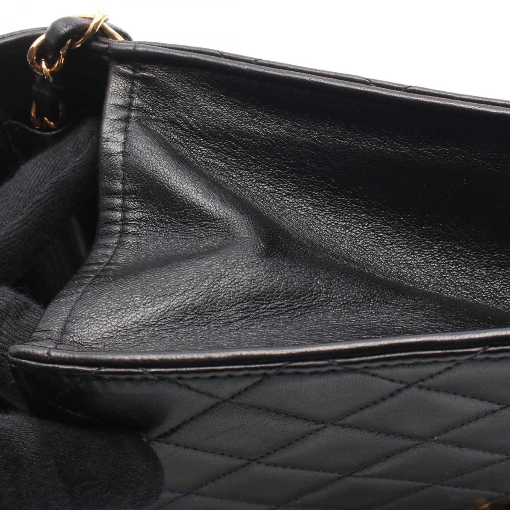 マトラッセ シングルフラップ チェーンショルダーバッグ ラムスキン ブラック ゴールド金具 シャネル バッグ CHANEL