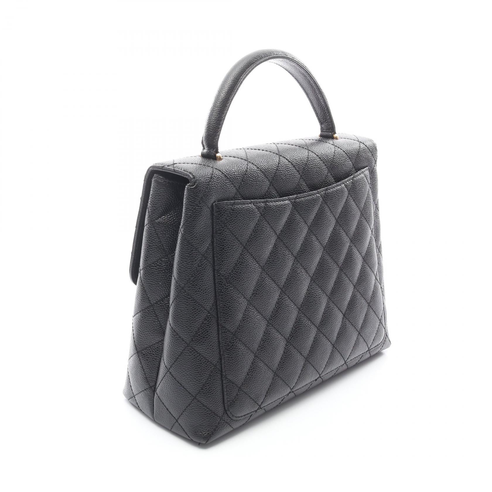 マトラッセ ハンドバッグ キャビアスキン ブラック ゴールド金具 シャネル バッグ CHANEL