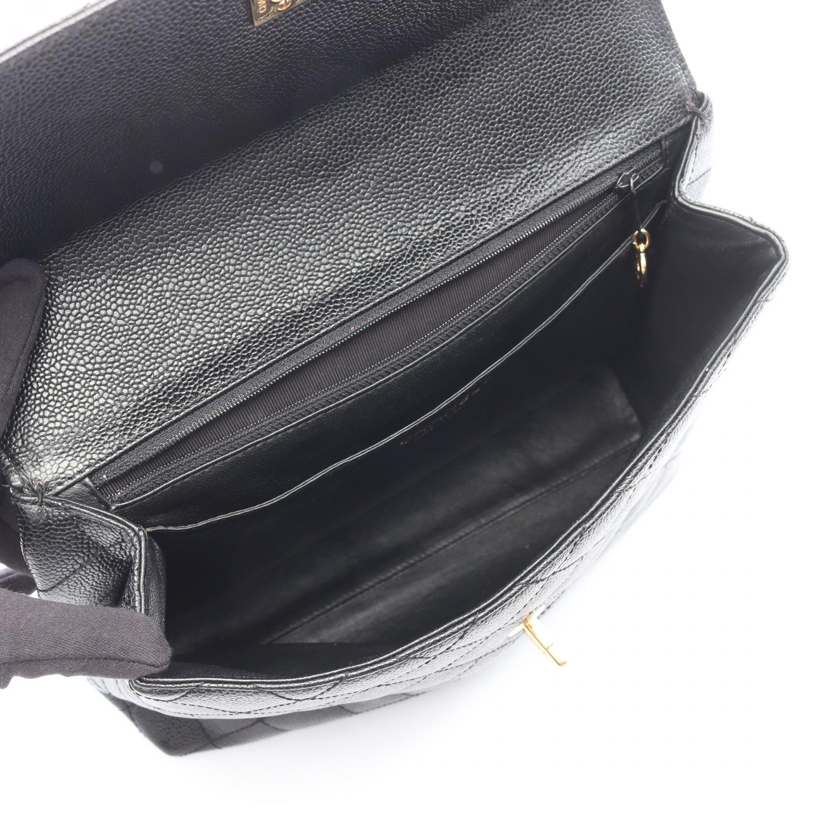 マトラッセ ハンドバッグ キャビアスキン ブラック ゴールド金具 シャネル バッグ CHANEL