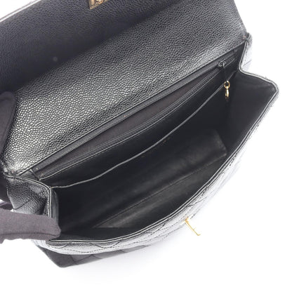 マトラッセ ハンドバッグ キャビアスキン ブラック ゴールド金具 シャネル バッグ CHANEL