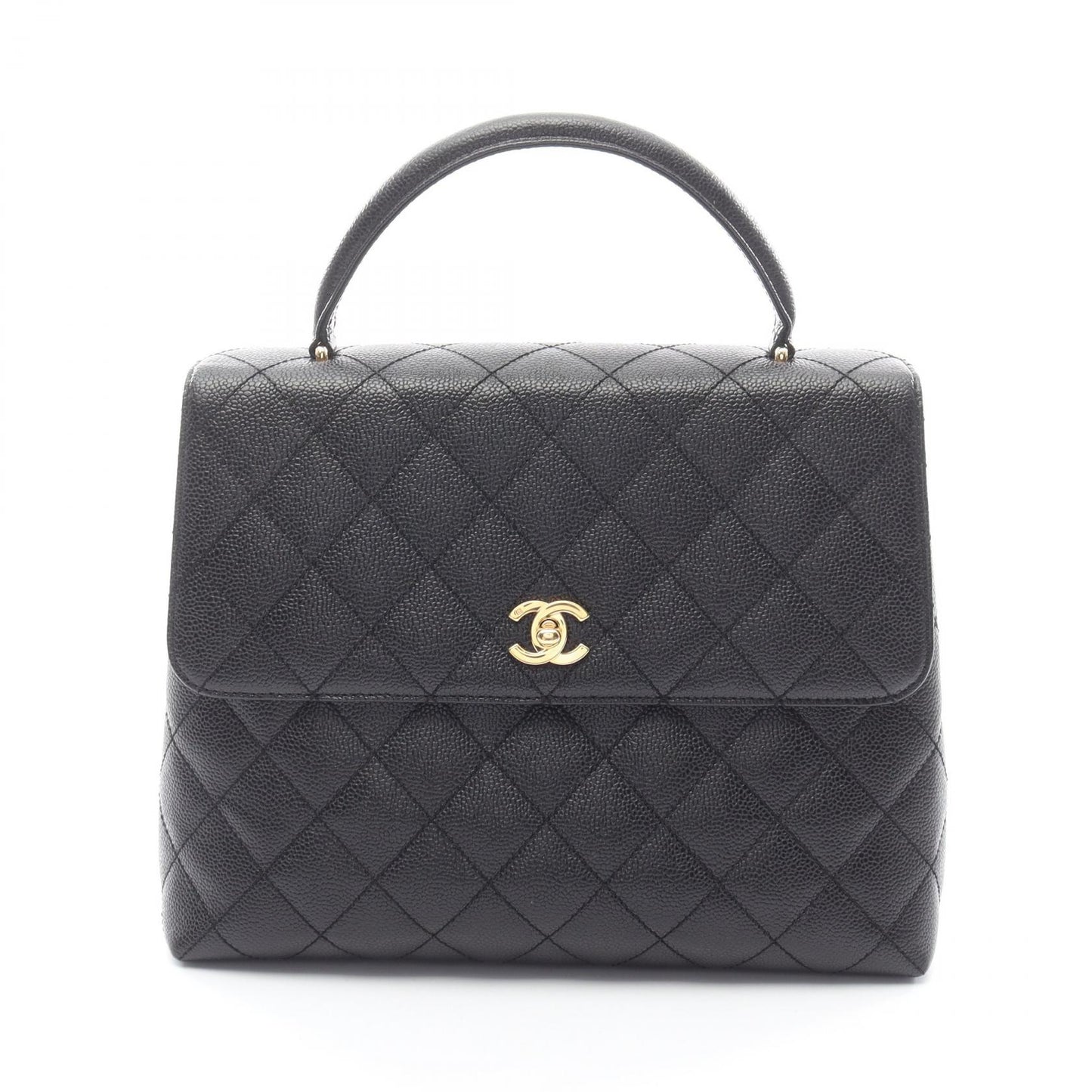 マトラッセ ハンドバッグ キャビアスキン ブラック ゴールド金具 シャネル バッグ CHANEL