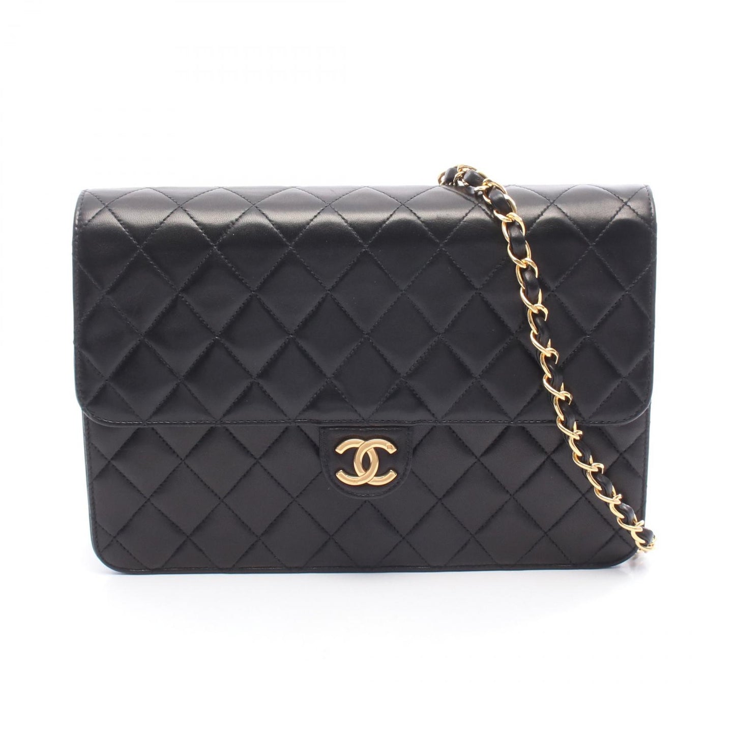 マトラッセ チェーンショルダーバッグ ラムスキン ブラック ゴールド金具 シャネル バッグ CHANEL