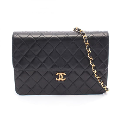 マトラッセ チェーンショルダーバッグ ラムスキン ブラック ゴールド金具 シャネル バッグ CHANEL