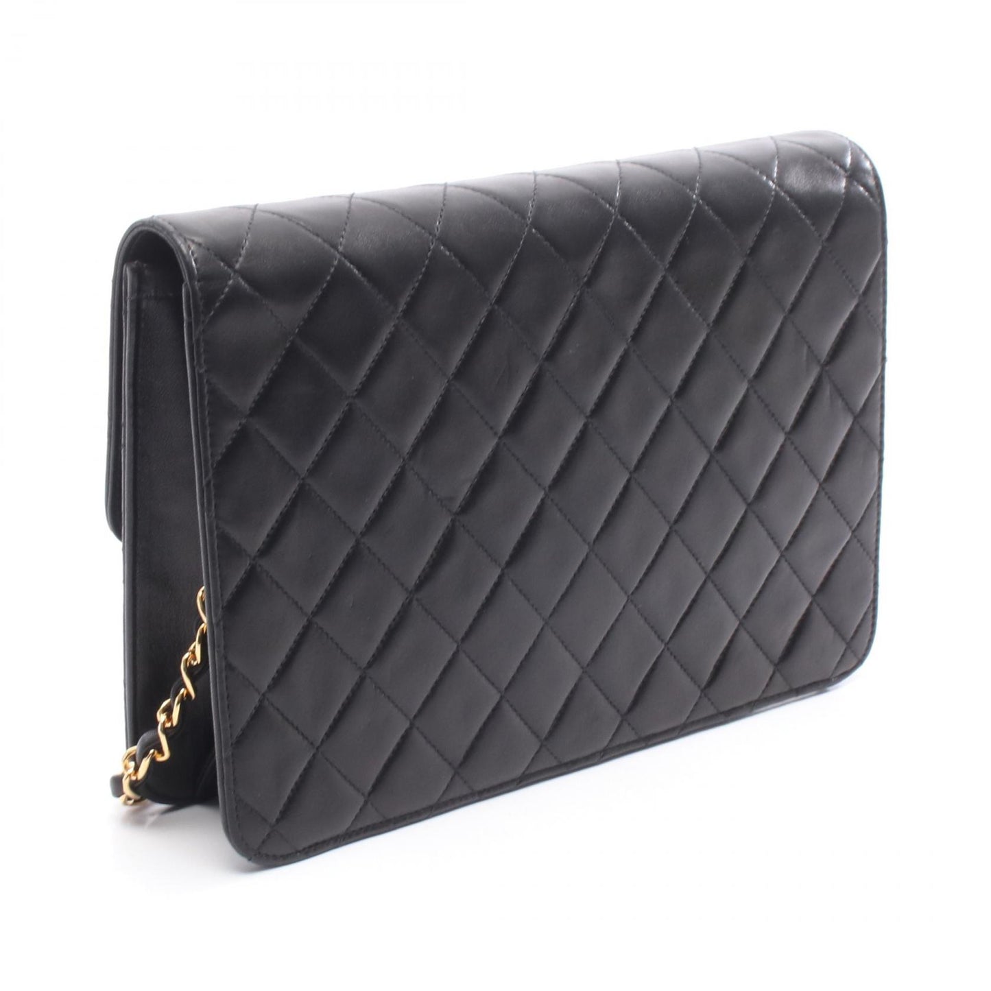 マトラッセ チェーンショルダーバッグ ラムスキン ブラック ゴールド金具 シャネル バッグ CHANEL