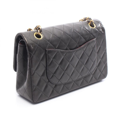 マトラッセ Wフラップ Wチェーンショルダーバッグ ラムスキン ブラック ゴールド金具 シャネル バッグ CHANEL
