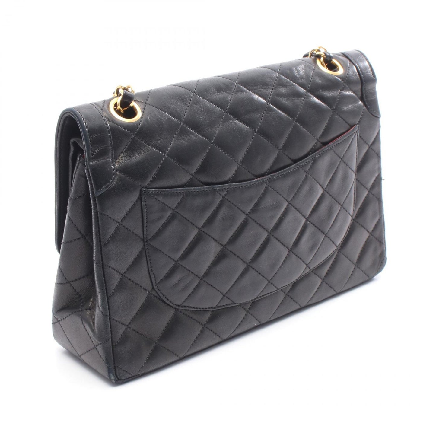 マトラッセ パリ限定 Wフラップ Wチェーンショルダーバッグ ラムスキン ブラック コンビ金具 シャネル バッグ CHANEL