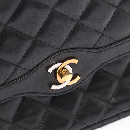 マトラッセ パリ限定 Wフラップ Wチェーンショルダーバッグ ラムスキン ブラック コンビ金具 シャネル バッグ CHANEL