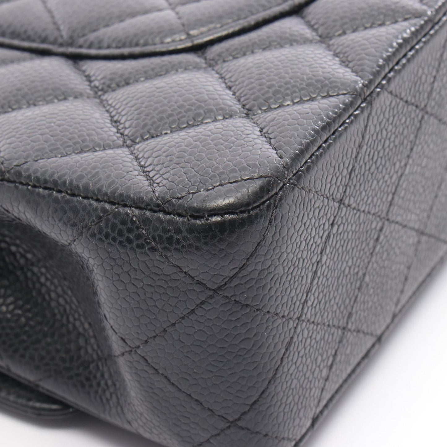 マトラッセ Wフラップ Wチェーンショルダーバッグ キャビアスキン ブラック シルバー金具 シャネル バッグ CHANEL