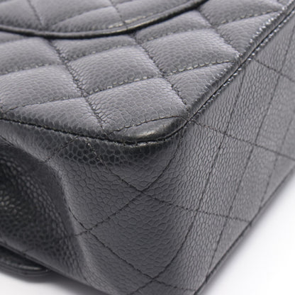 マトラッセ Wフラップ Wチェーンショルダーバッグ キャビアスキン ブラック シルバー金具 シャネル バッグ CHANEL