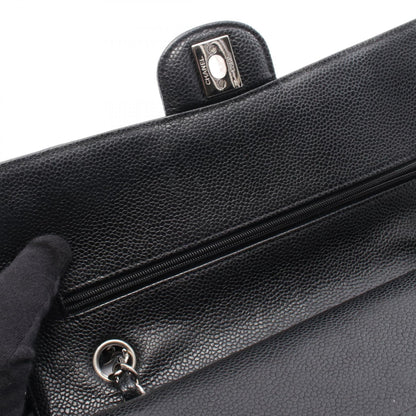マトラッセ Wフラップ Wチェーンショルダーバッグ キャビアスキン ブラック シルバー金具 シャネル バッグ CHANEL