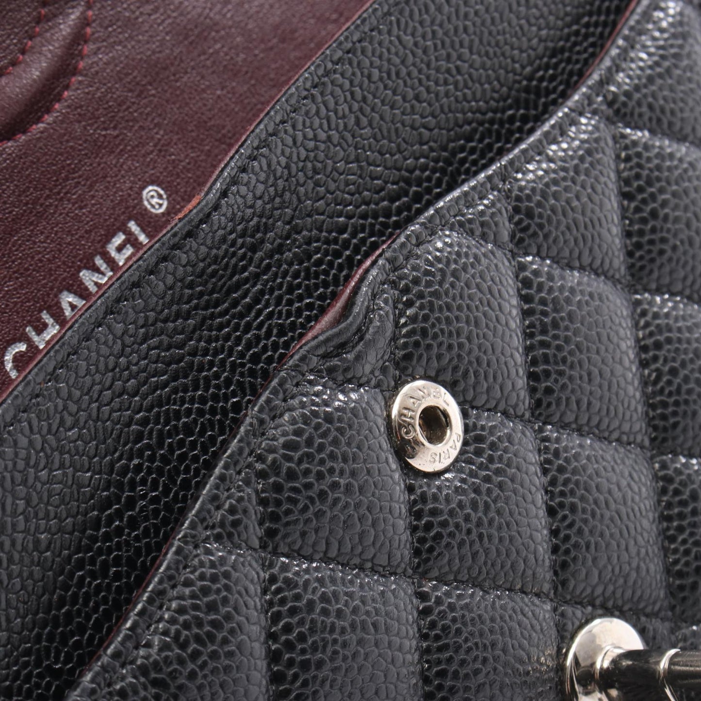 マトラッセ Wフラップ Wチェーンショルダーバッグ キャビアスキン ブラック シルバー金具 シャネル バッグ CHANEL
