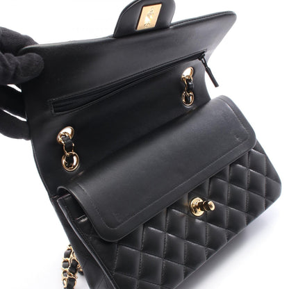 マトラッセ Wフラップ Wチェーンショルダーバッグ ラムスキン ブラック ゴールド金具 シャネル バッグ CHANEL