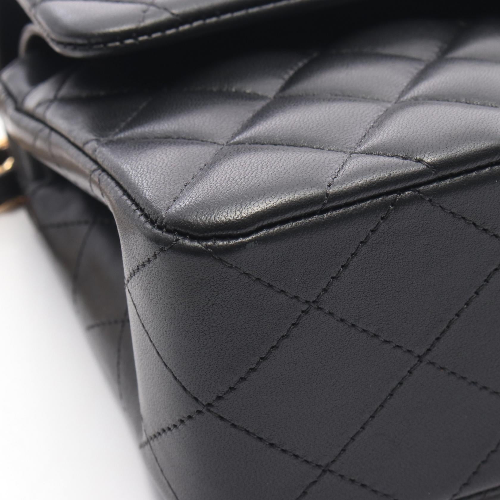 マトラッセ Wフラップ Wチェーンショルダーバッグ ラムスキン ブラック ゴールド金具 シャネル バッグ CHANEL