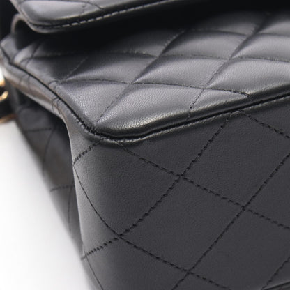マトラッセ Wフラップ Wチェーンショルダーバッグ ラムスキン ブラック ゴールド金具 シャネル バッグ CHANEL