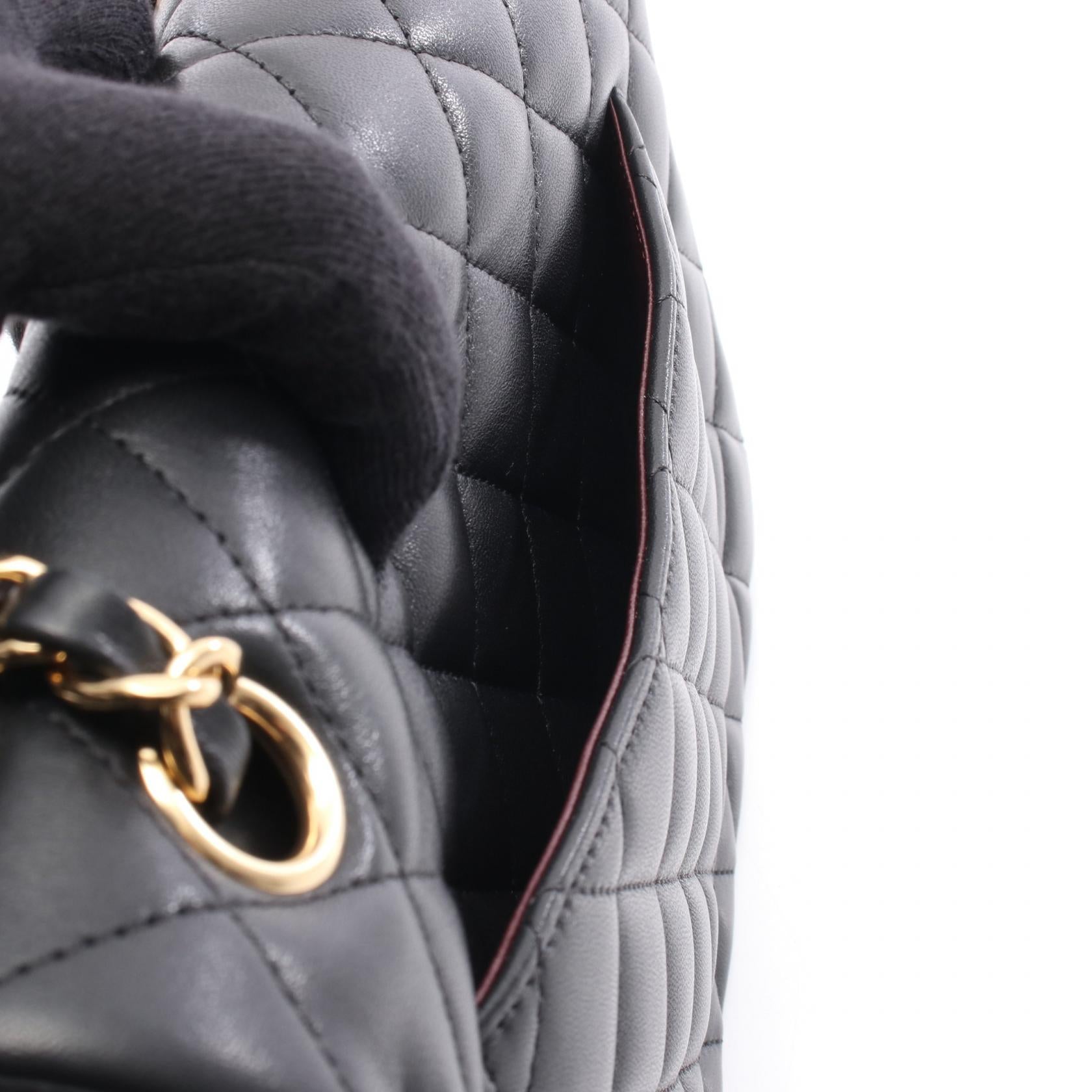 マトラッセ Wフラップ Wチェーンショルダーバッグ ラムスキン ブラック ゴールド金具 シャネル バッグ CHANEL