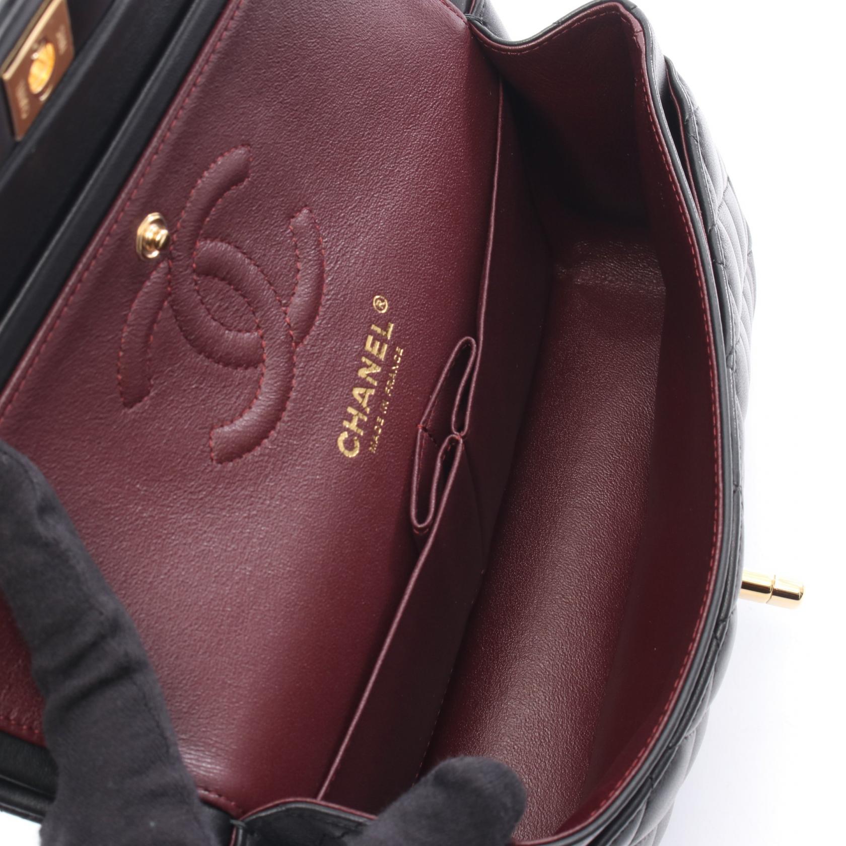マトラッセ Wフラップ Wチェーンショルダーバッグ ラムスキン ブラック ゴールド金具 シャネル バッグ CHANEL